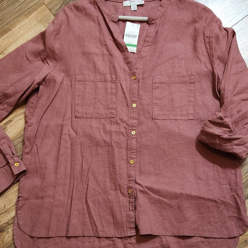 Anne Klein Women's Terracotta Button-Down Shirt NWT - Picture 11 of 13
